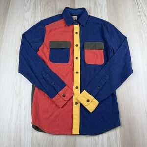 Faherty Knit Alpine Fun Shirt Casual Color block Pockets button Men Size S Small